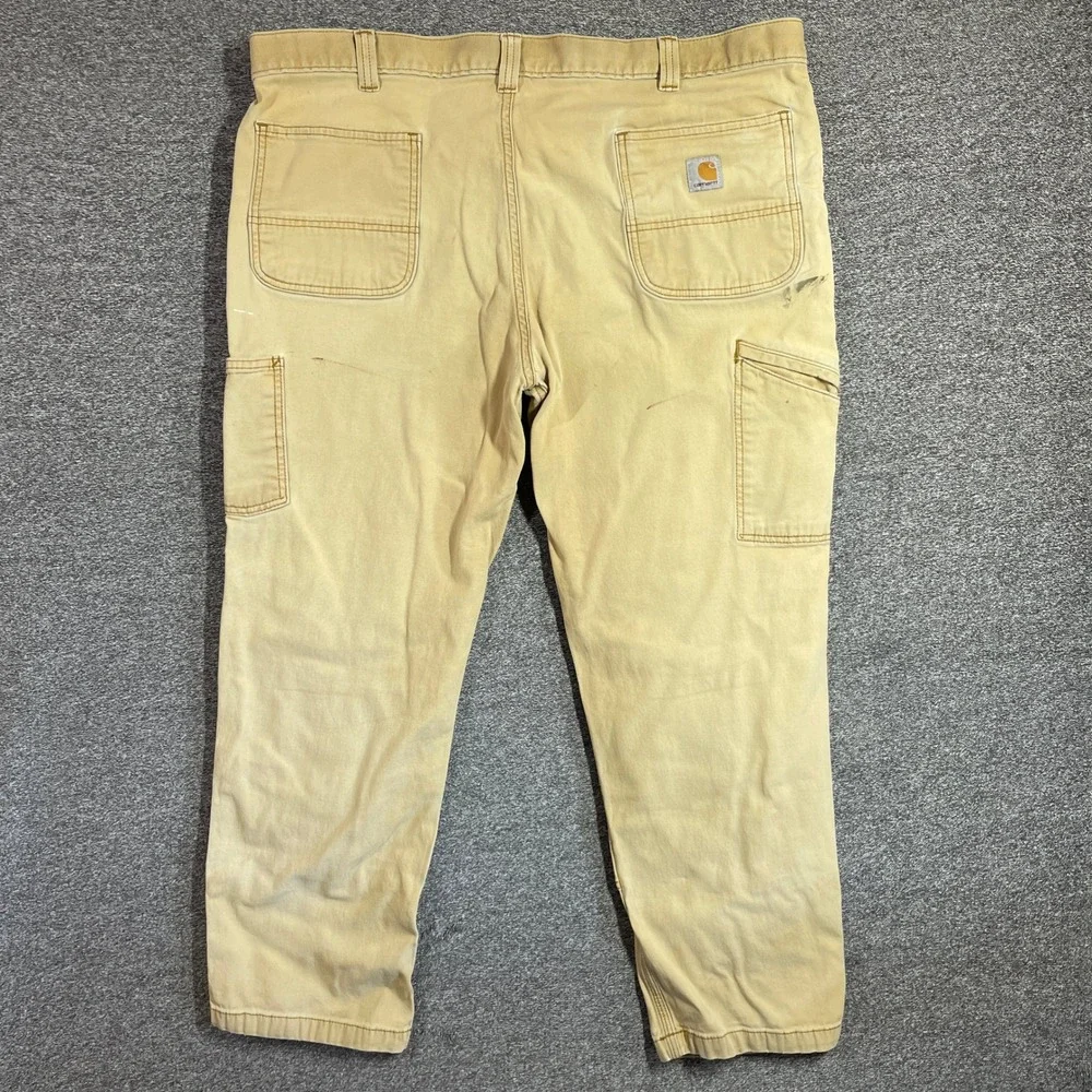 Carhartt Pants Relaxed Fit Double Knee 42x30 Work Pants Tan Distressed Canvas